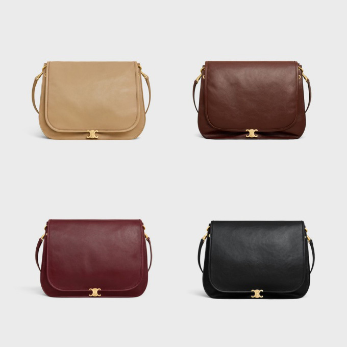 celine soft triomphe besace natural grain leather shoulder bag
